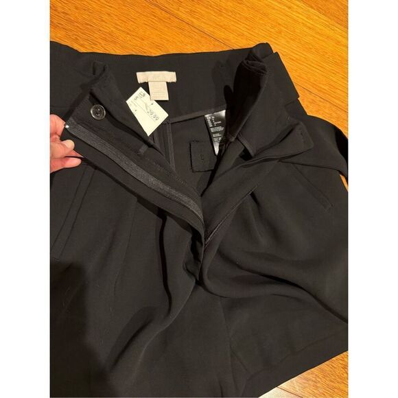 NWT H&M Women’s High Waisted Black Dress Shorts with Undetachable Sash Tie Sz 4 - Picture 9 of 10
